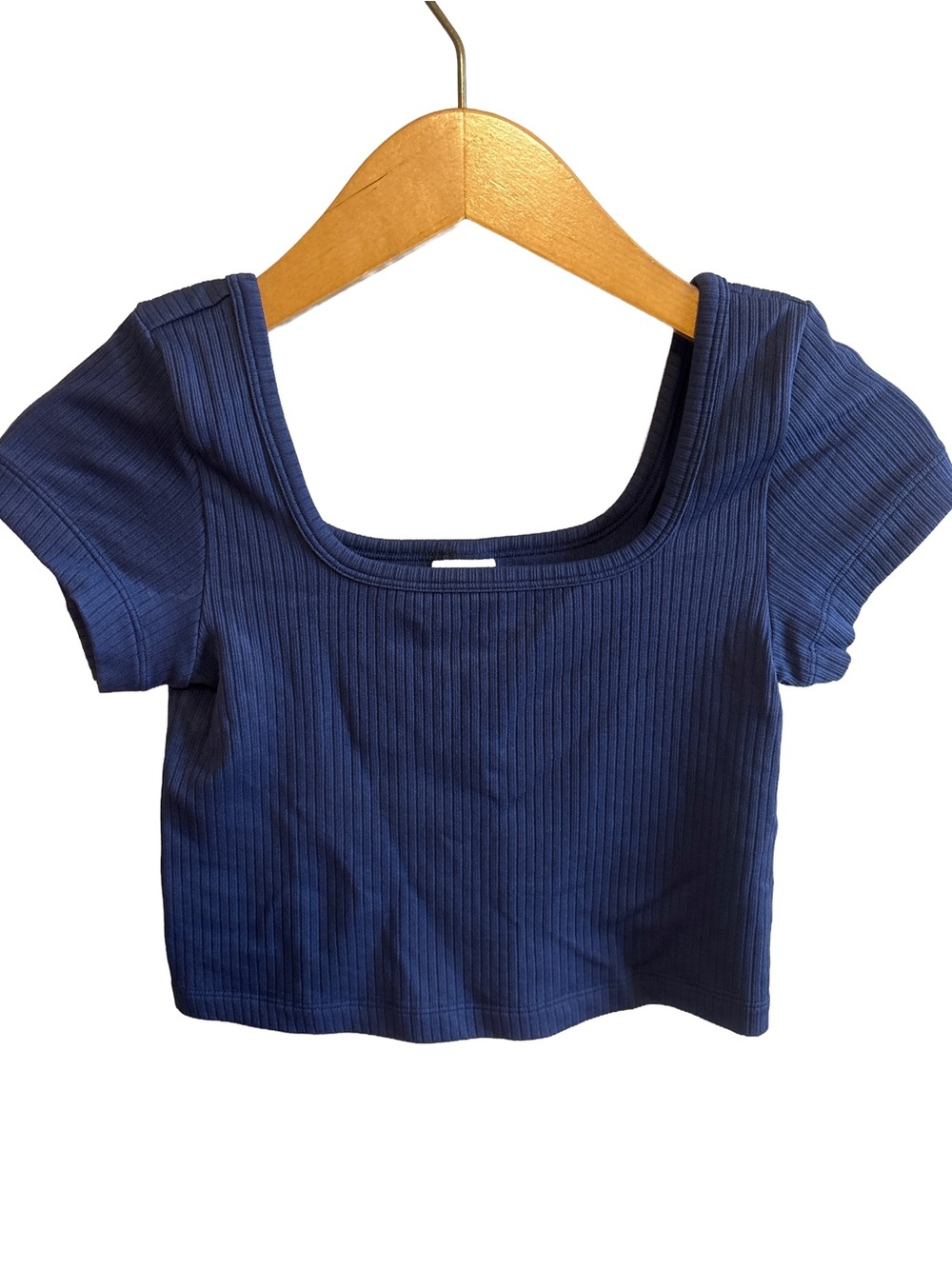 PINK Victoria's Secret Ribbed Navy Square-Neck Crop Top
